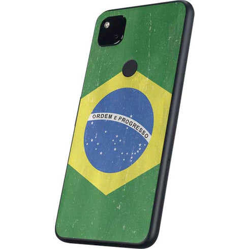 Brazil Flag Distressed Google Pixel 4a Skin